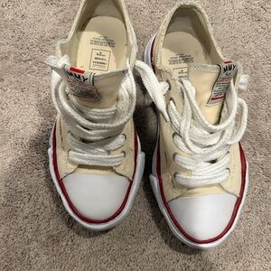 Miharayasuhiro Beige and Red Sneakers
